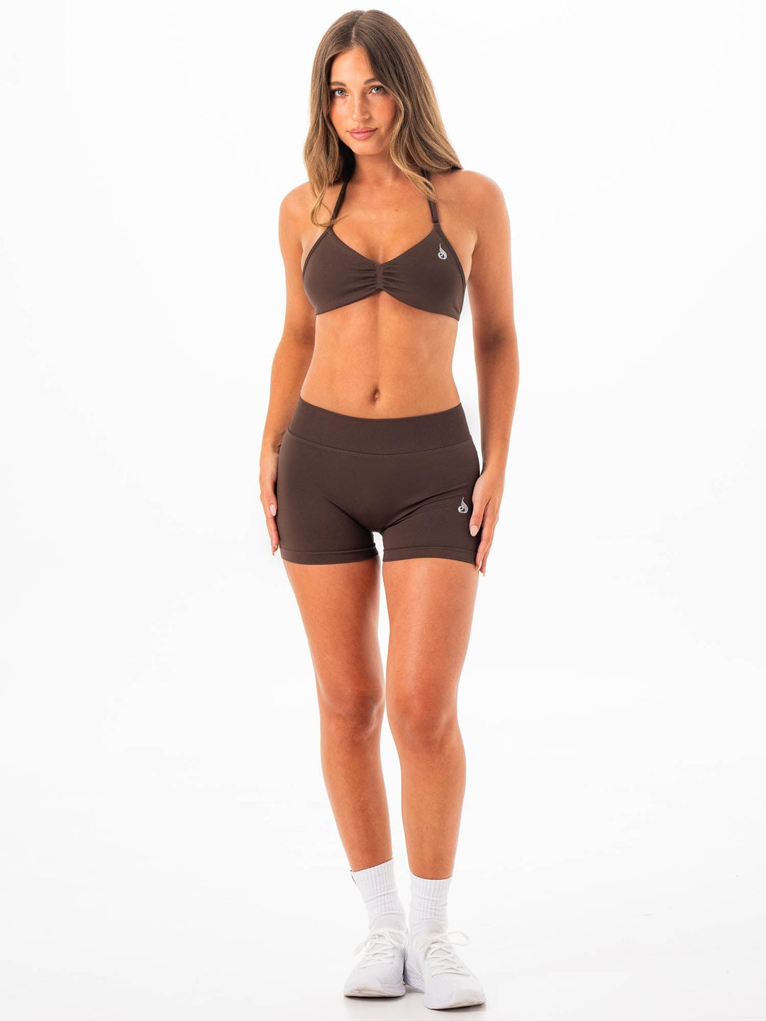 Sculpt Seamless Mini Mid Rise Shorts - Chocolate Clothing Ryderwear 