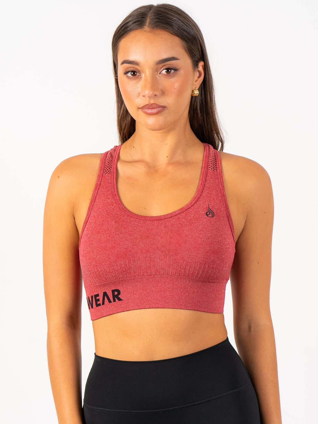 Seamless Staples Sports Bra - Cherry Red Marl Clothing Ryderwear 
