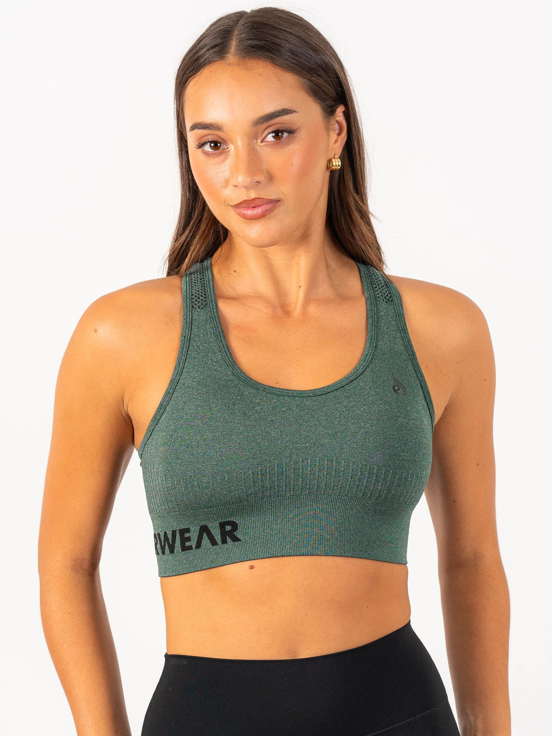 Seamless Staples Sports Bra - Forest Green Marl Clothing Ryderwear 