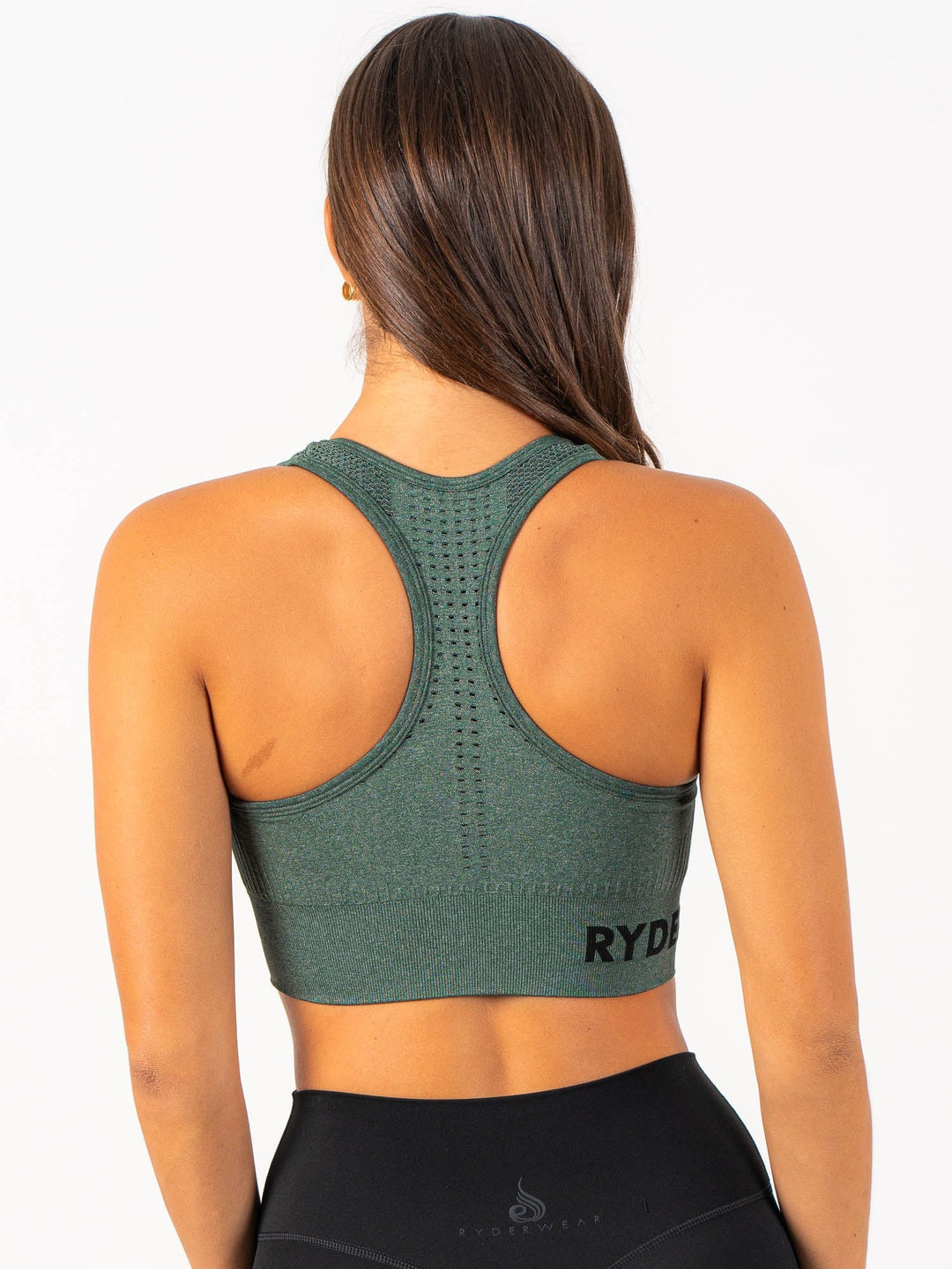 Seamless Staples Sports Bra - Forest Green Marl Clothing Ryderwear 
