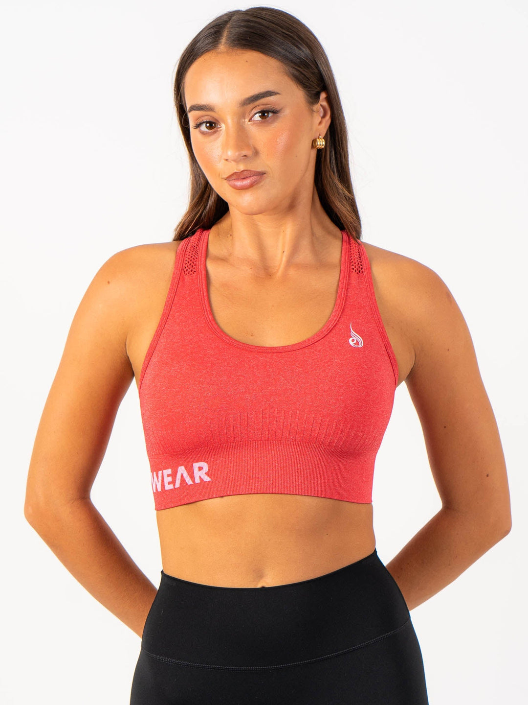 Seamless Staples Sports Bra - Red Marl Clothing Ryderwear 