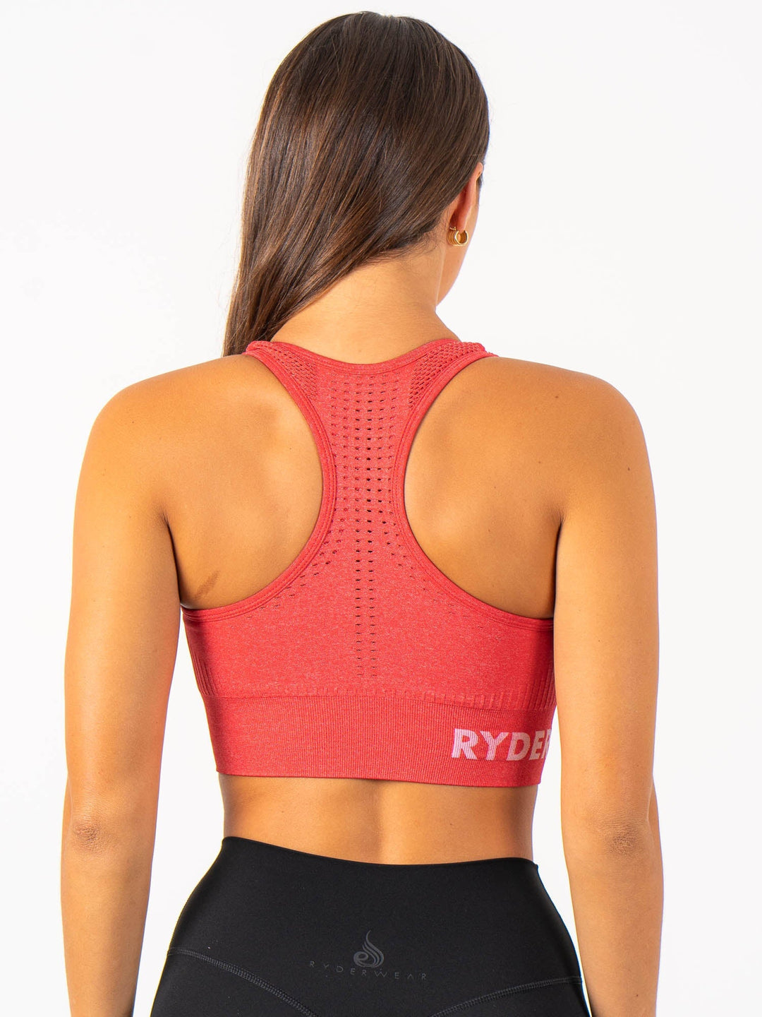Seamless Staples Sports Bra - Red Marl Clothing Ryderwear 