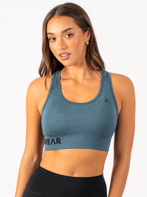 Seamless Staples Sports Bra Teal Marl