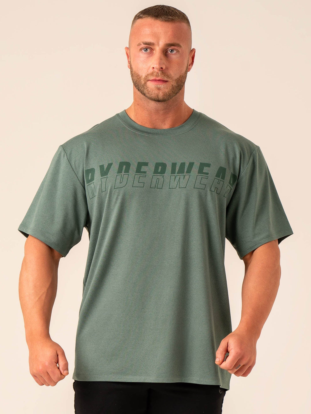 Soft Tech Oversized T-Shirt - Fern Green Marl Clothing Ryderwear 