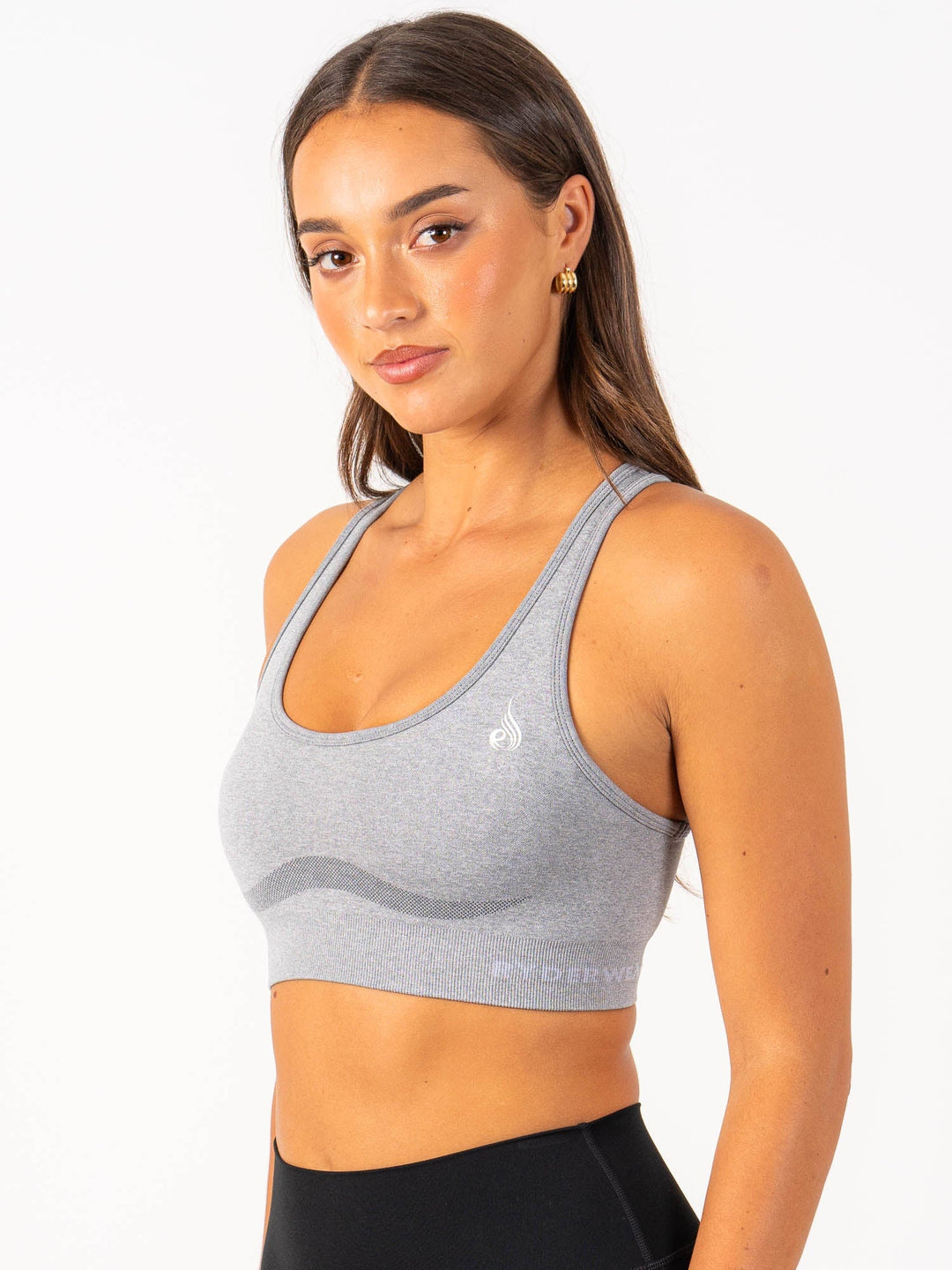 Staples Seamless Racer Back Sports Bra - Grey Marl Clothing Ryderwear 