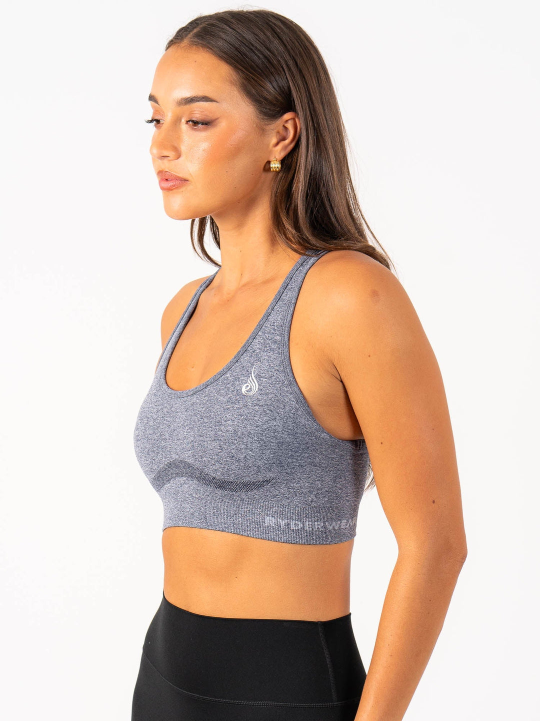 Staples Seamless Racer Back Sports Bra - Navy Marl Clothing Ryderwear 