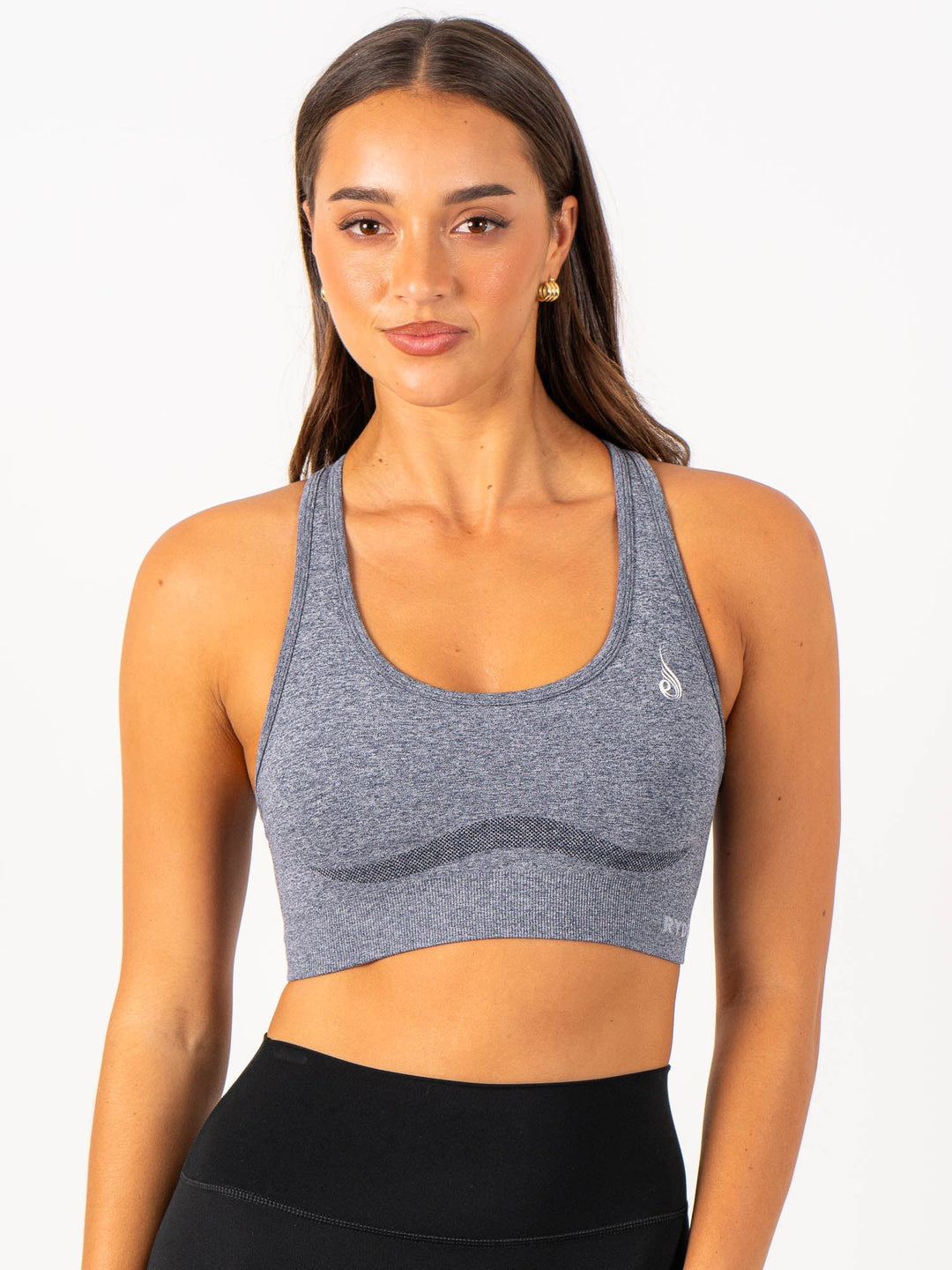 Staples Seamless Racer Back Sports Bra - Navy Marl Clothing Ryderwear 