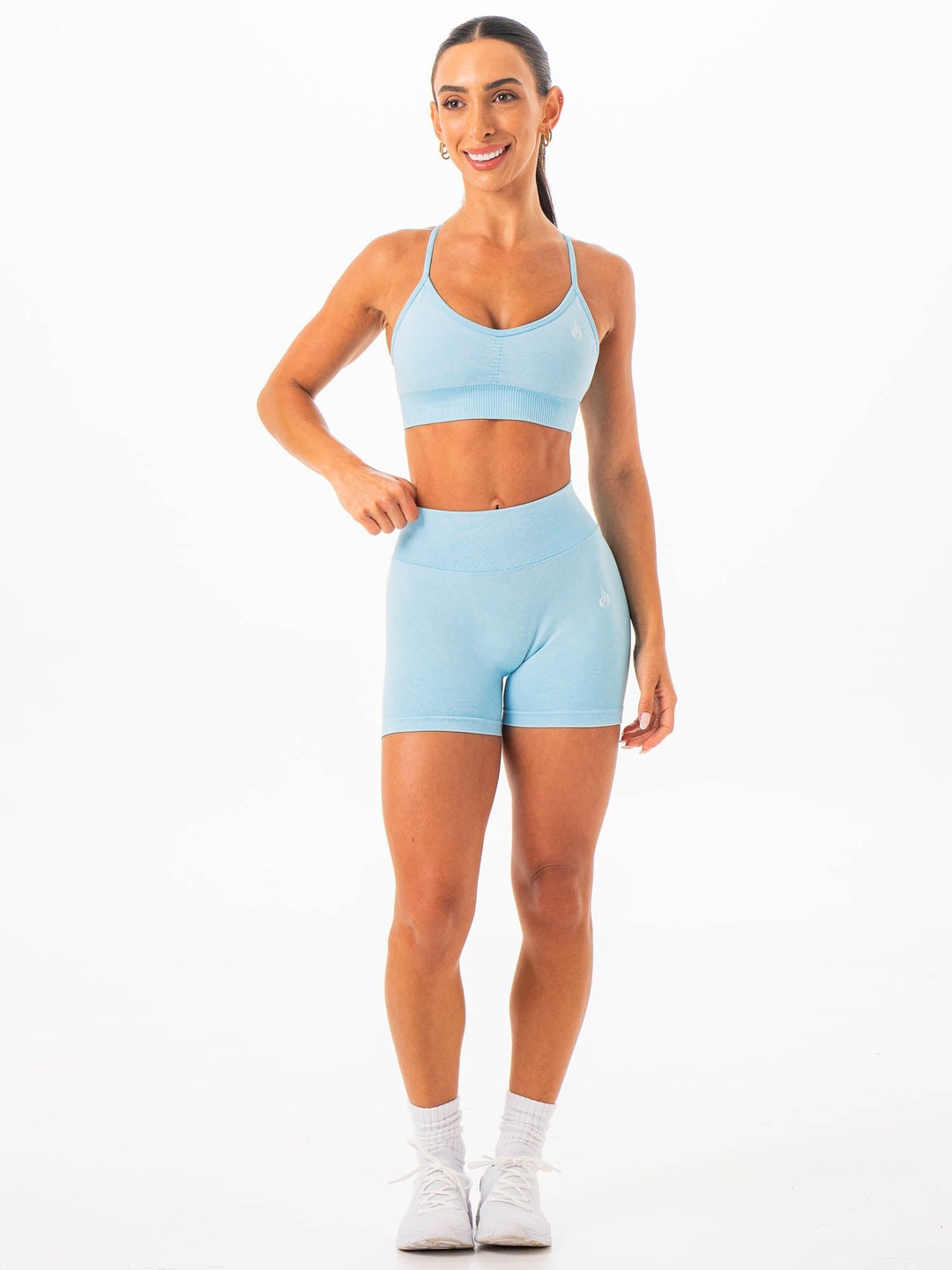 Stonewash Scrunch Seamless Shorts - Azure Stonewash Clothing Ryderwear 