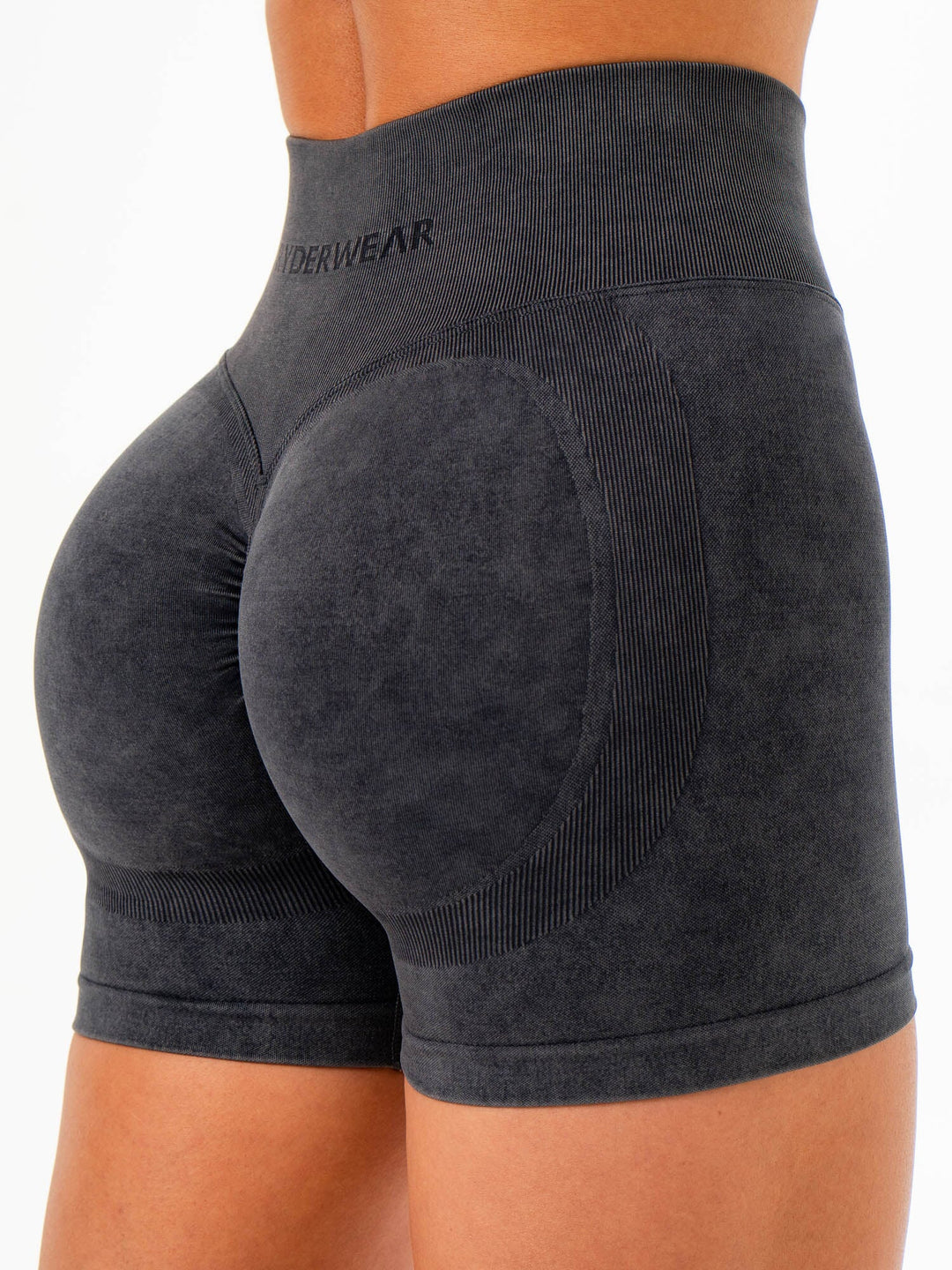 Stonewash Scrunch Seamless Shorts - Charcoal Stonewash Clothing Ryderwear 
