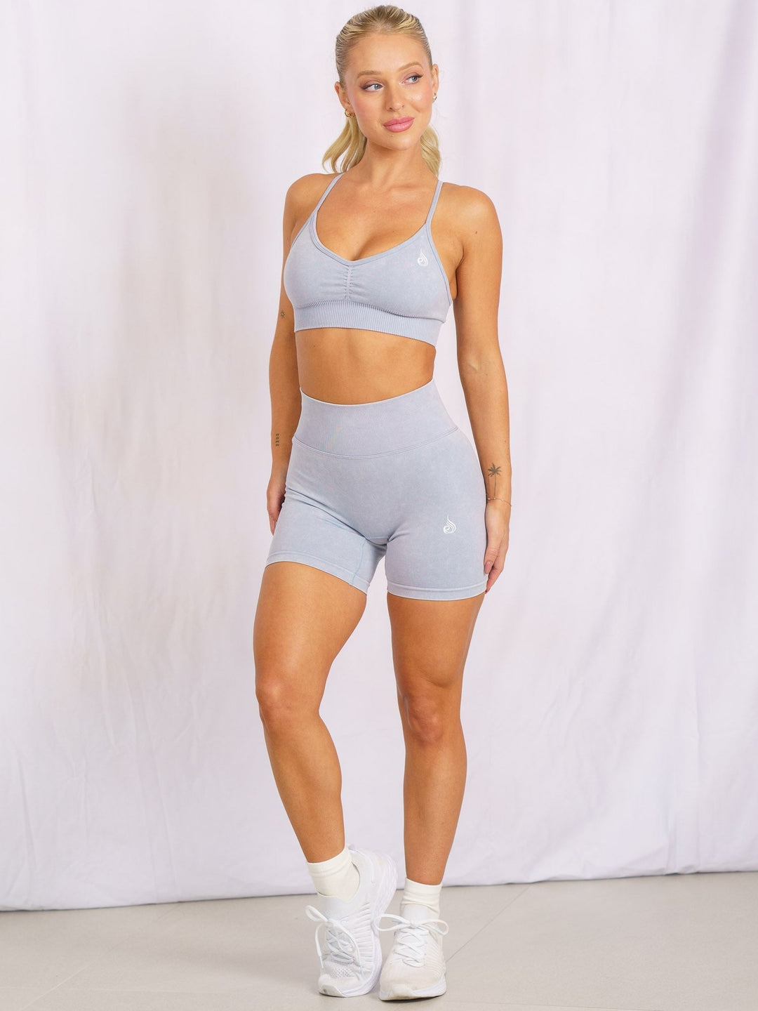 Stonewash Scrunch Seamless Shorts - Dusty Blue Stonewash Clothing Ryderwear 