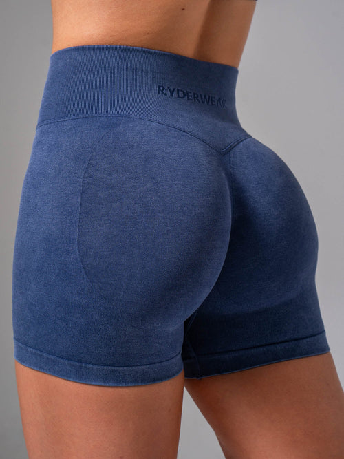 Stonewash Seamless Invisible Scrunch Shorts Navy