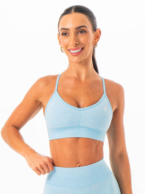 Stonewash Seamless Sports Bra Azure Stonewash
