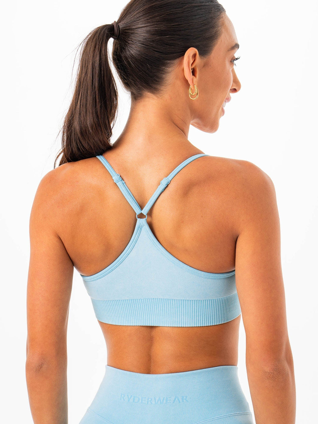 Stonewash Seamless Sports Bra - Azure Stonewash Clothing Ryderwear 