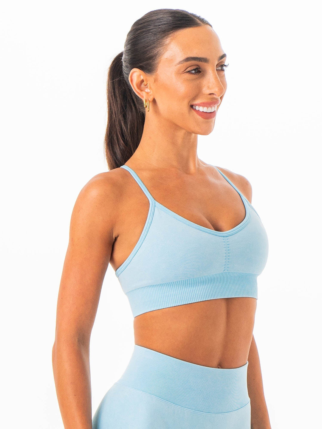 Stonewash Seamless Sports Bra - Azure Stonewash Clothing Ryderwear 