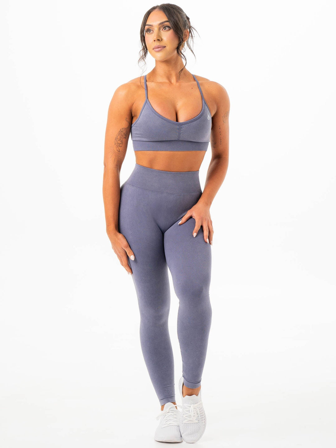Stonewash Seamless Sports Bra - Blue Grey Clothing Ryderwear 