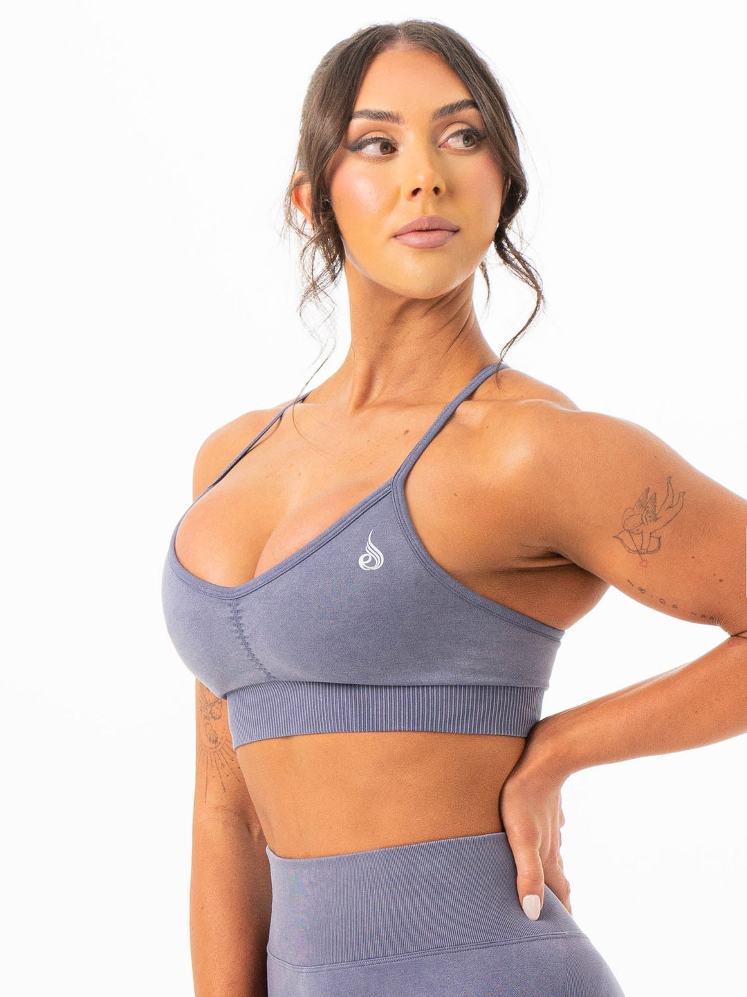 Stonewash Seamless Sports Bra - Blue Grey Clothing Ryderwear 