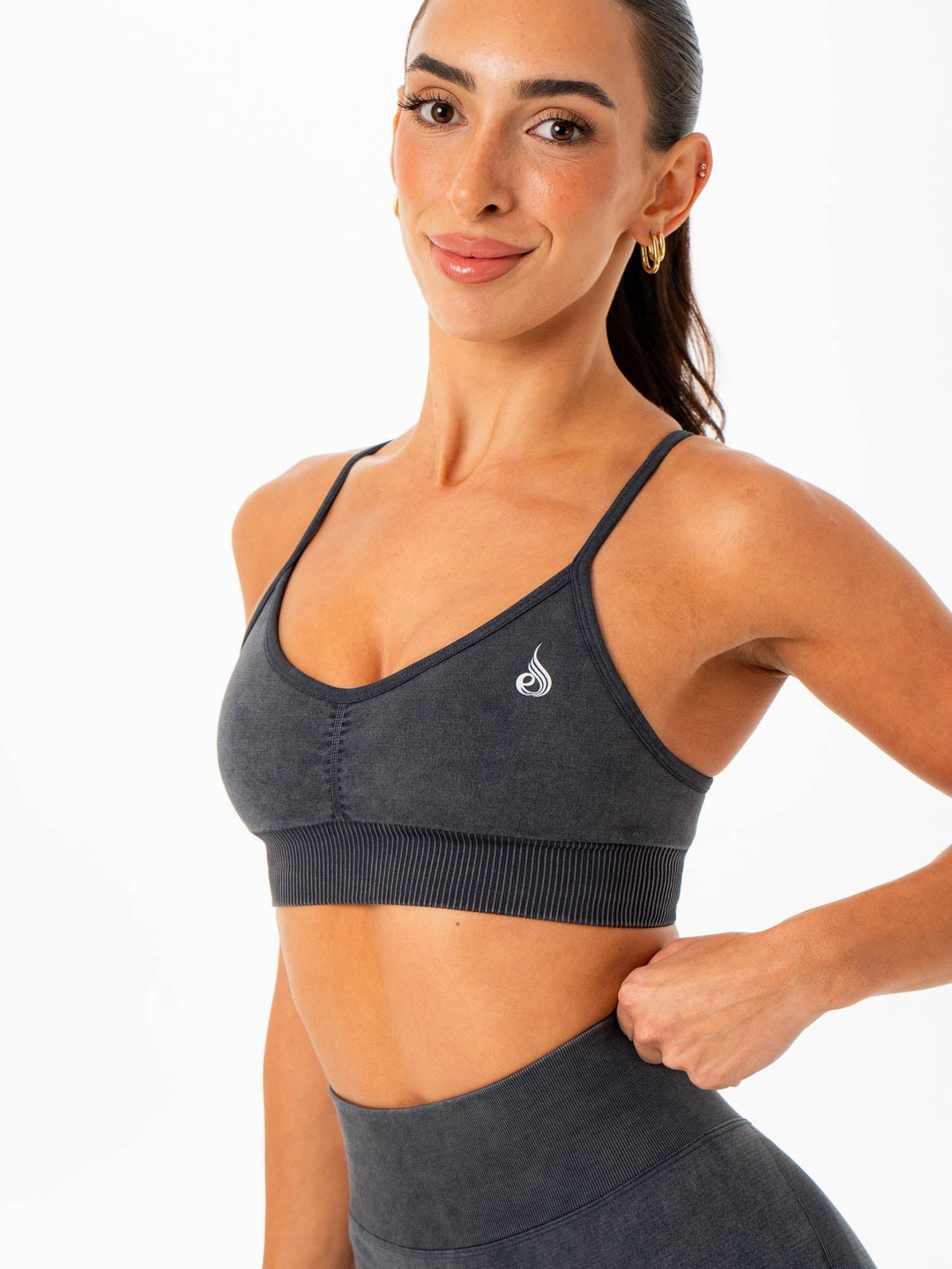 Stonewash Seamless Sports Bra - Charcoal Stonewash Clothing Ryderwear 