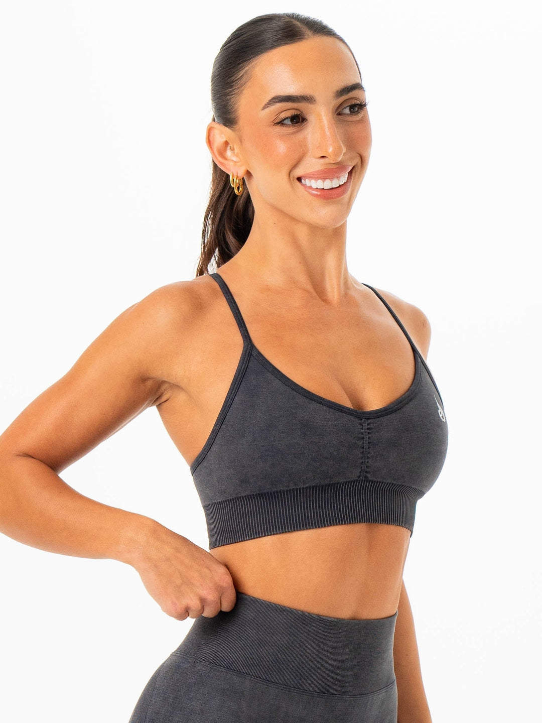 Stonewash Seamless Sports Bra - Charcoal Stonewash Clothing Ryderwear 