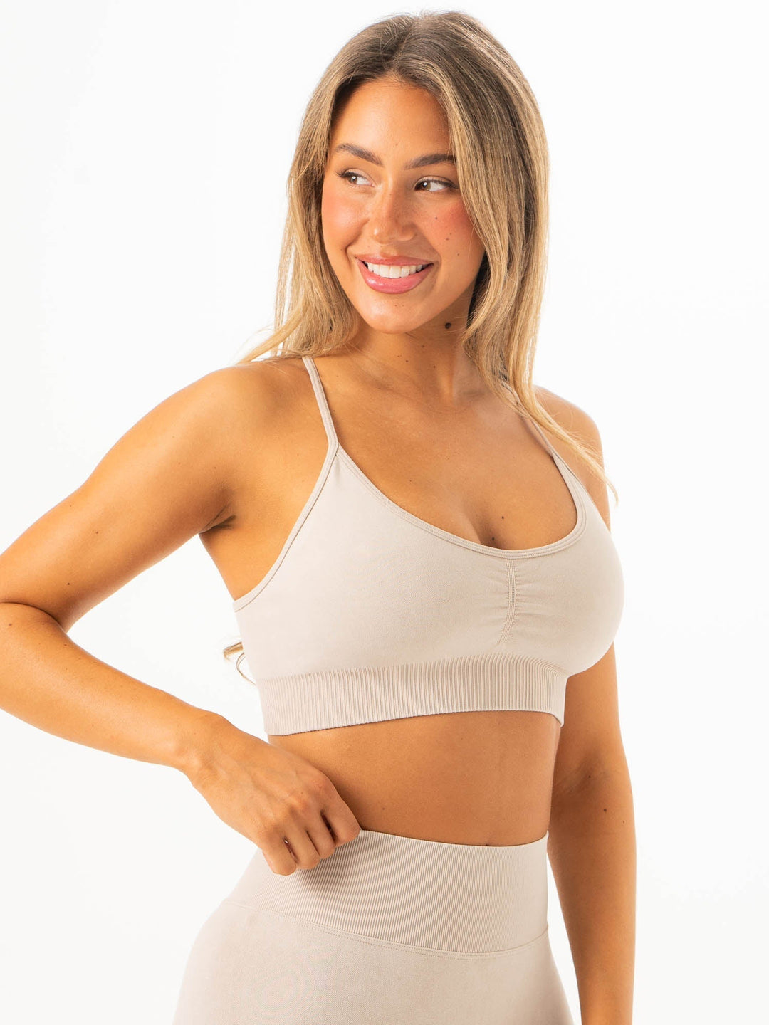 Stonewash Seamless Sports Bra - Latte Stonewash Clothing Ryderwear 