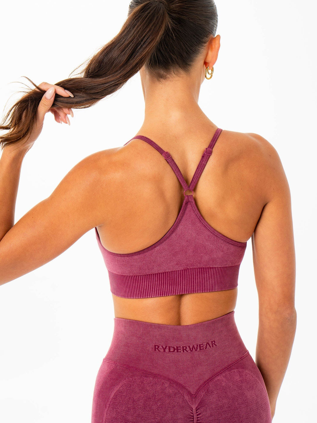 Stonewash Seamless Sports Bra - Wine Stonewash Clothing Ryderwear 
