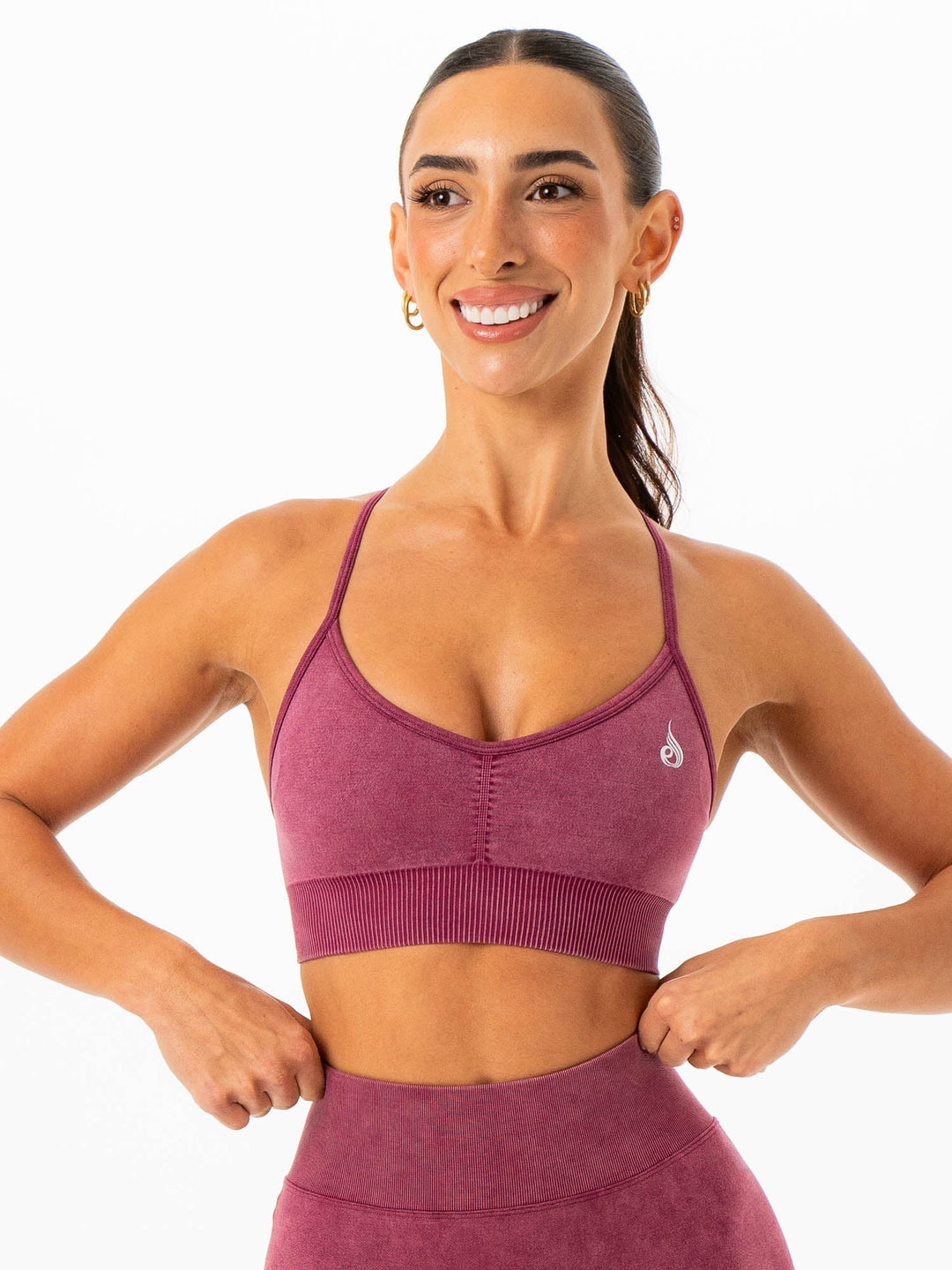 Stonewash Seamless Sports Bra - Wine Stonewash Clothing Ryderwear 