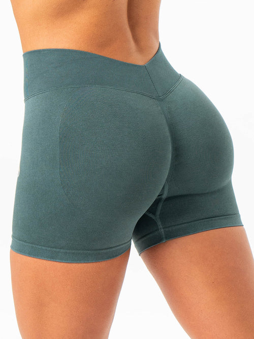Stonewash Seamless V Back Shorts Petrol