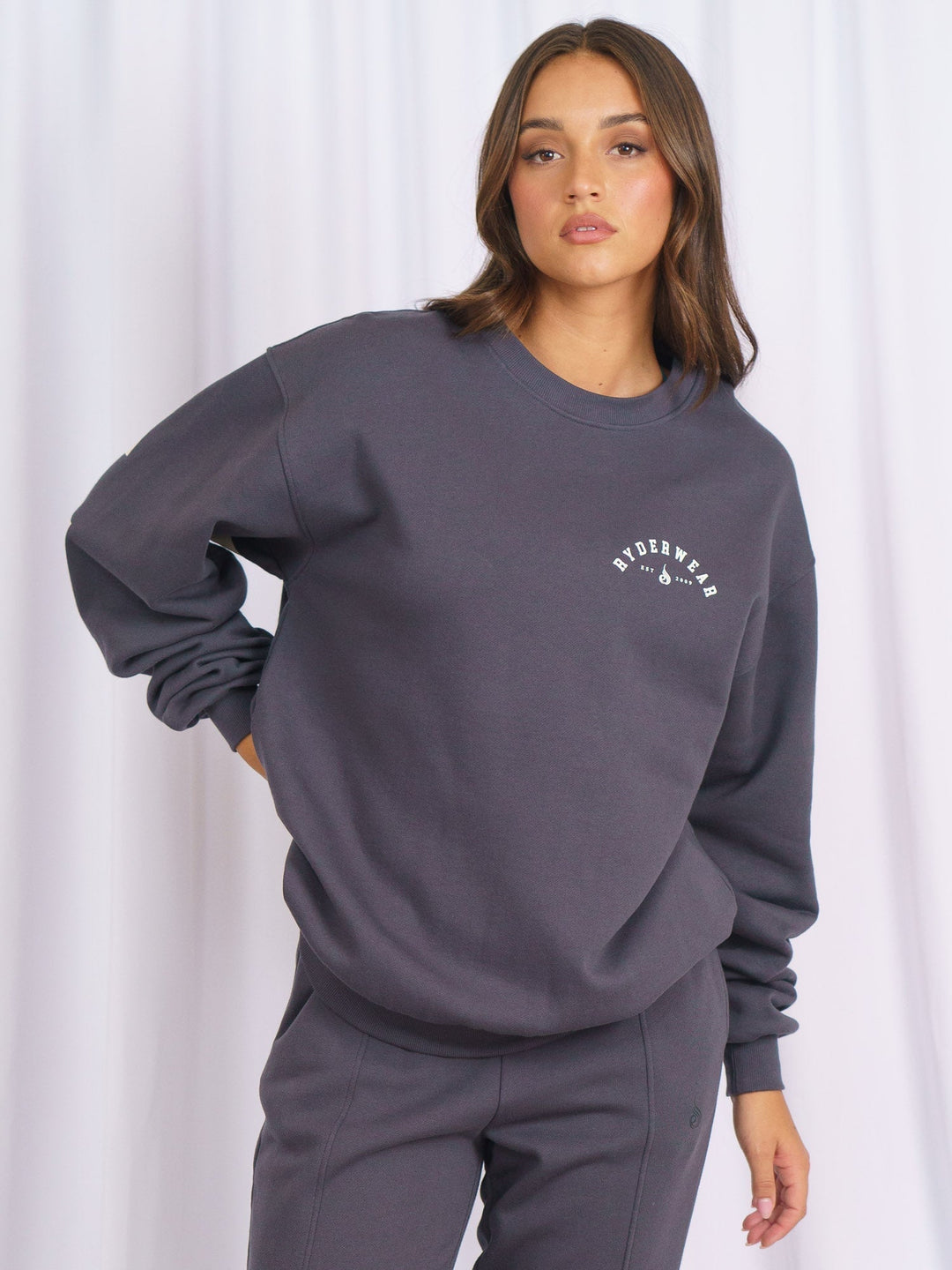 Unisex Collegiate Sweater - Charcoal Clothing Ryderwear 