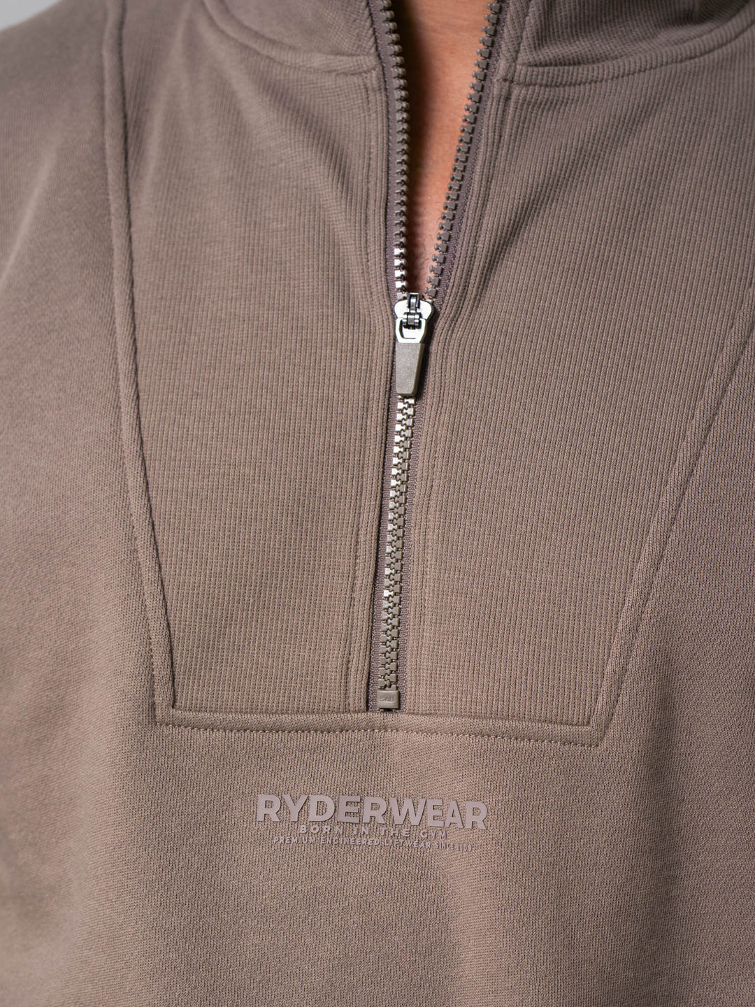 Unisex Fleece Half Zip - Deep Taupe Clothing Ryderwear 