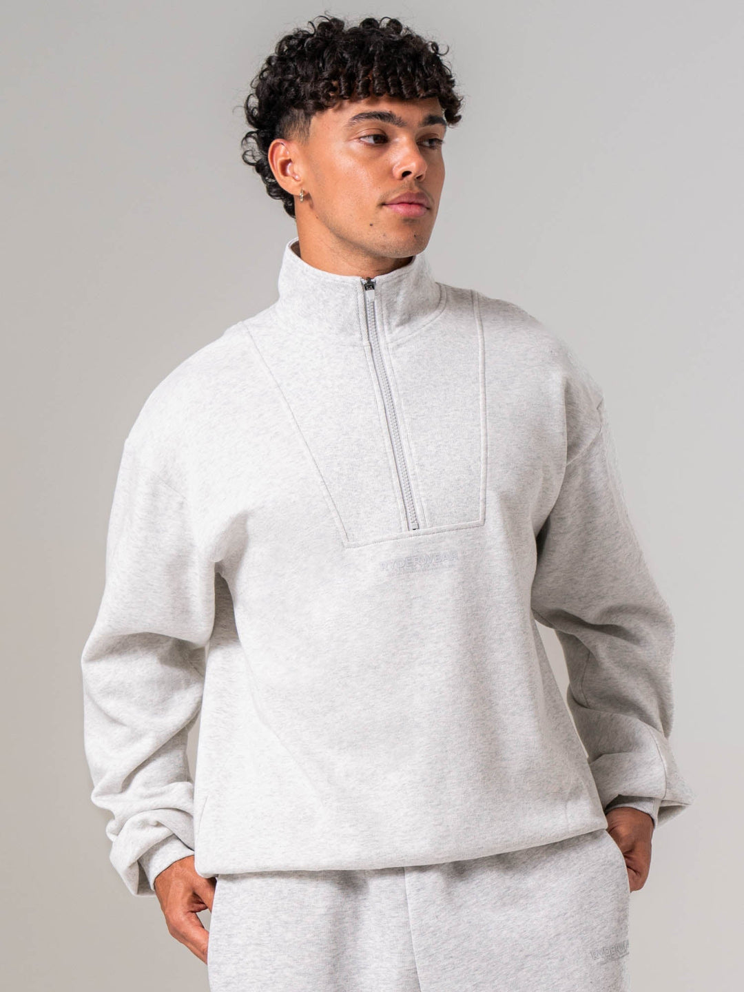 Unisex Fleece Half Zip - Snow Marle Clothing Ryderwear 