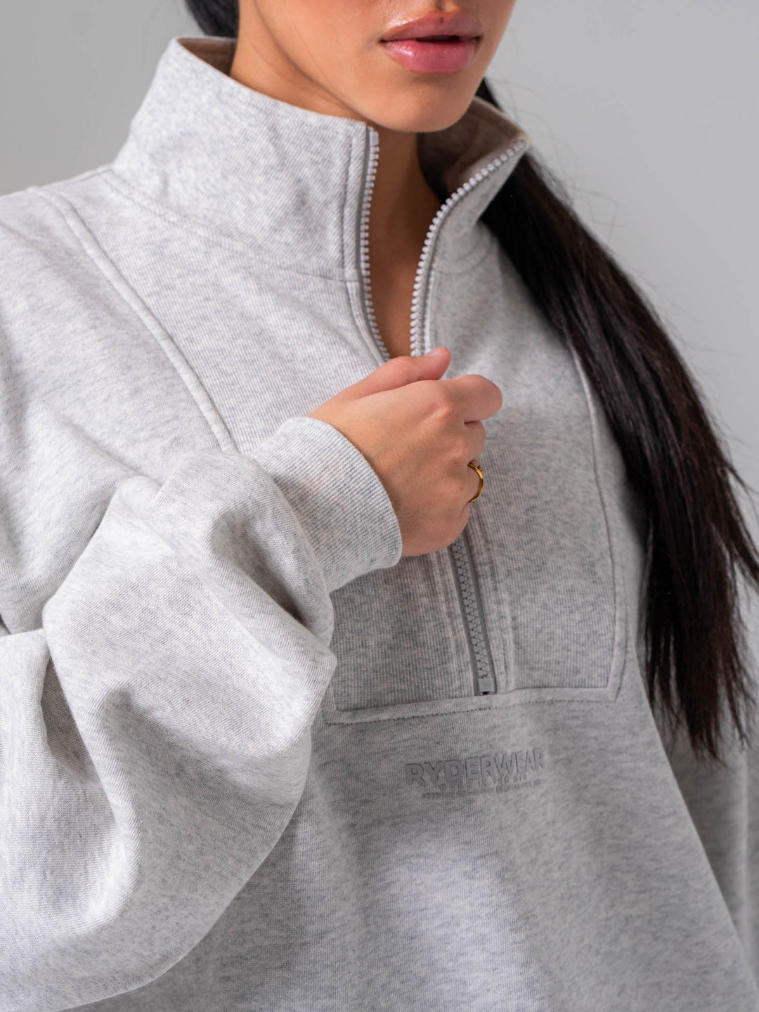 Unisex Fleece Half Zip - Snow Marle Clothing Ryderwear 