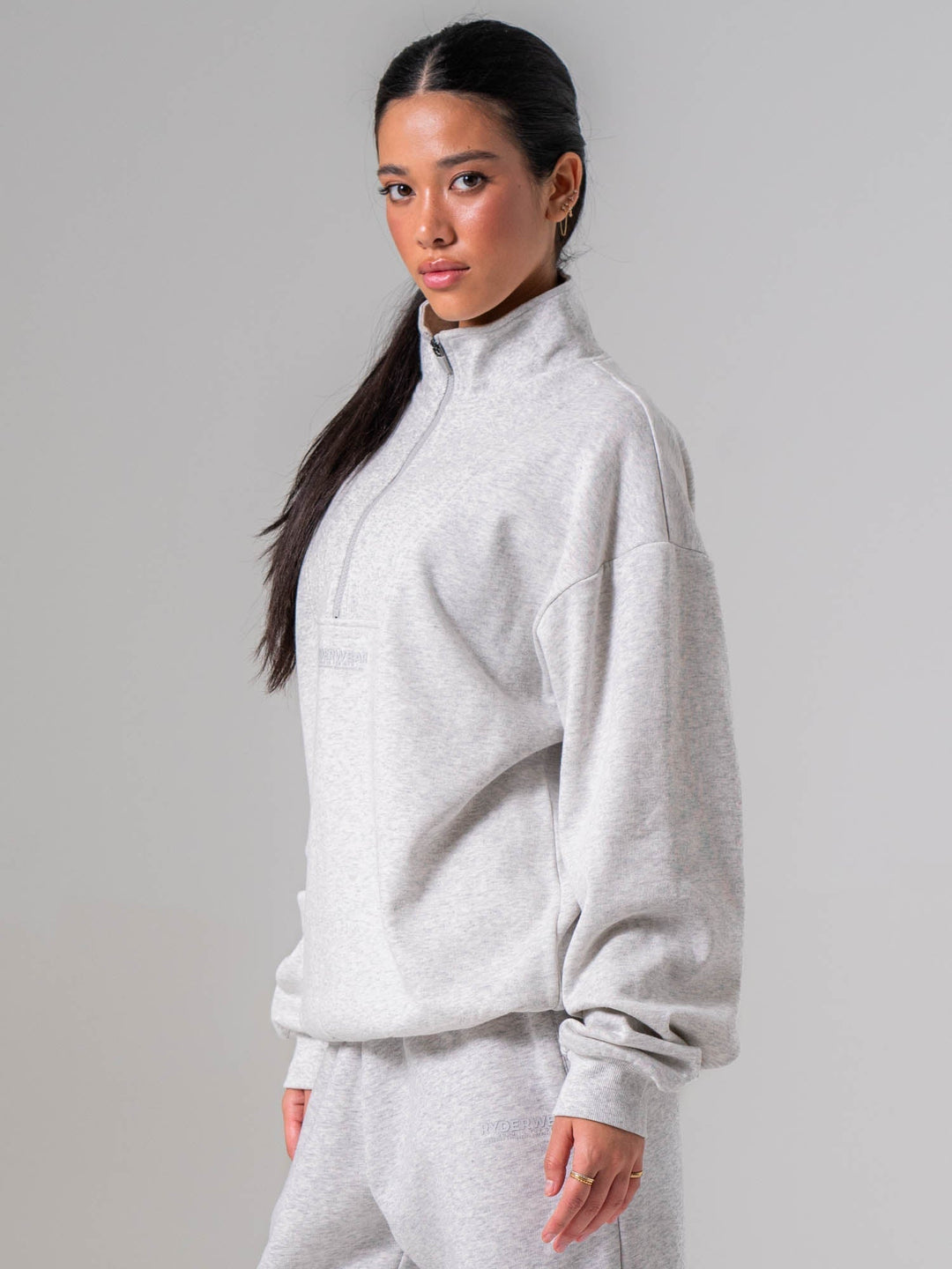 Unisex Fleece Half Zip - Snow Marle Clothing Ryderwear 