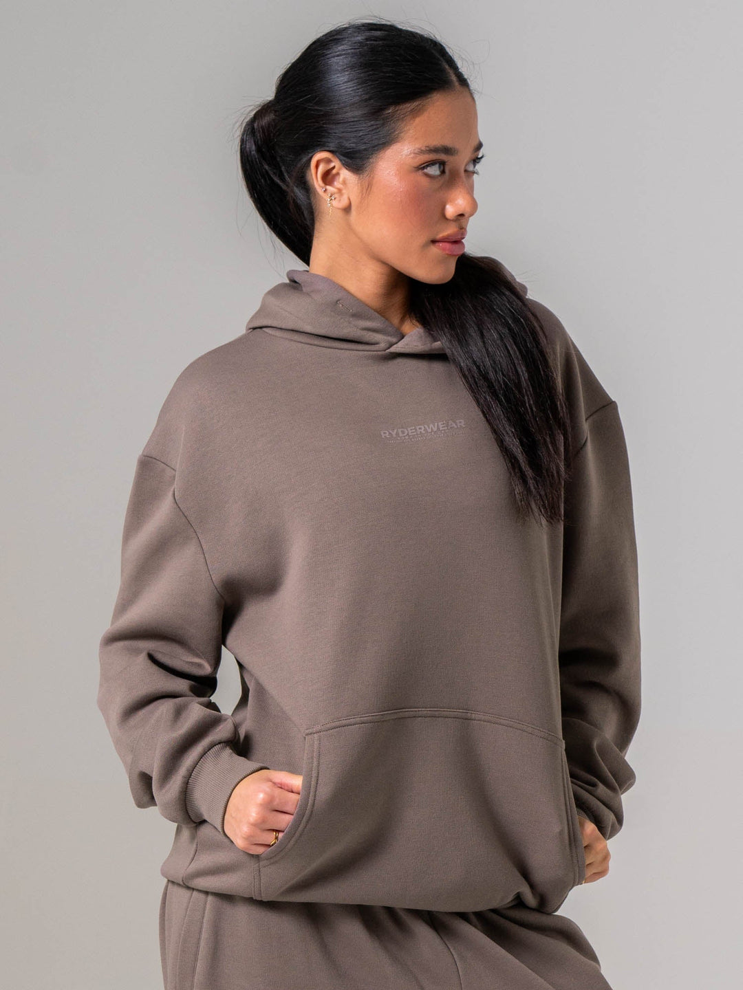 Unisex Fleece Hoodie - Deep Taupe Clothing Ryderwear 