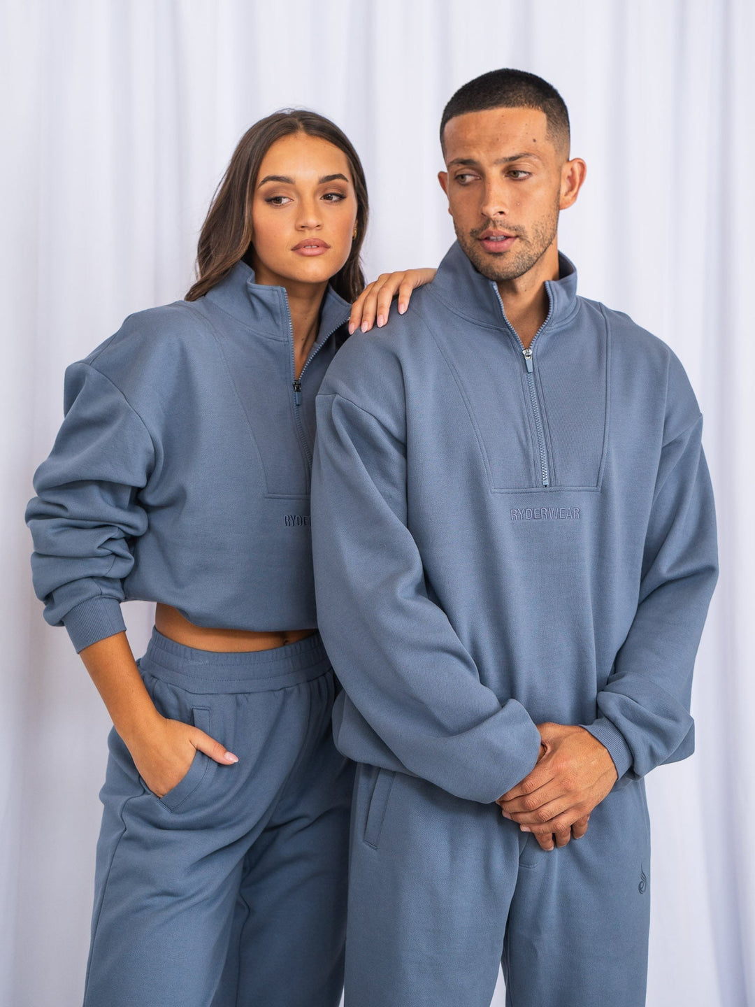 Unisex Half Zip Jumper - Denim Blue Clothing Ryderwear 