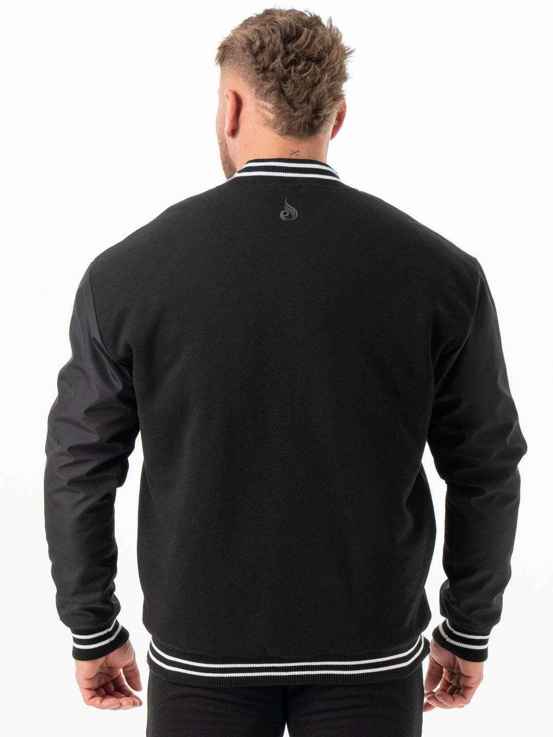 Varsity Bomber Jacket - Black/Black Clothing Ryderwear 