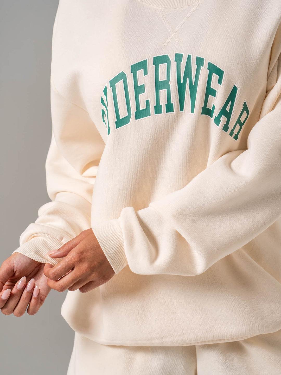 Women's Collegiate Crew Neck - Chalk Clothing Ryderwear 