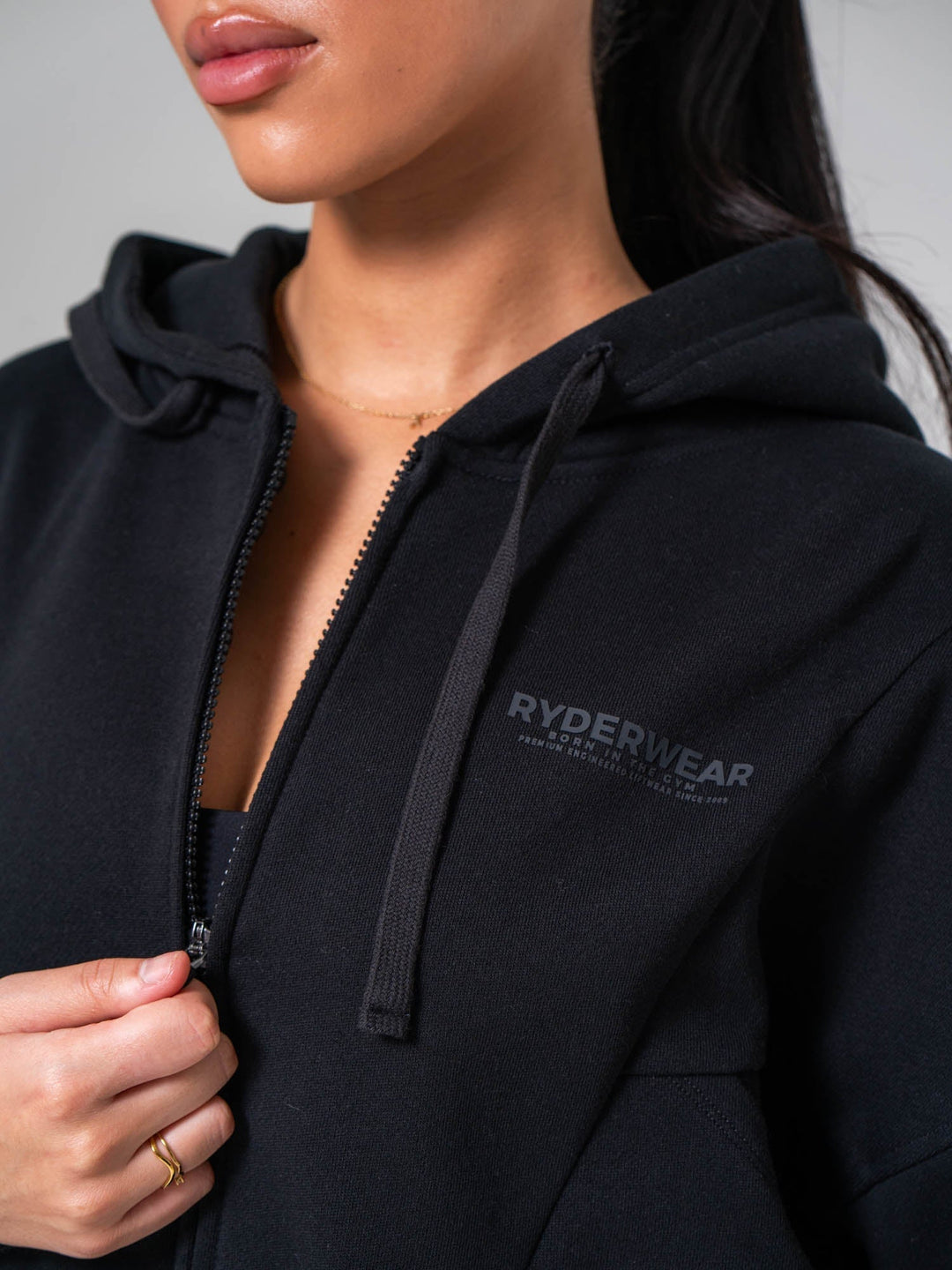 Womens Track Jacket - Black Clothing Ryderwear 