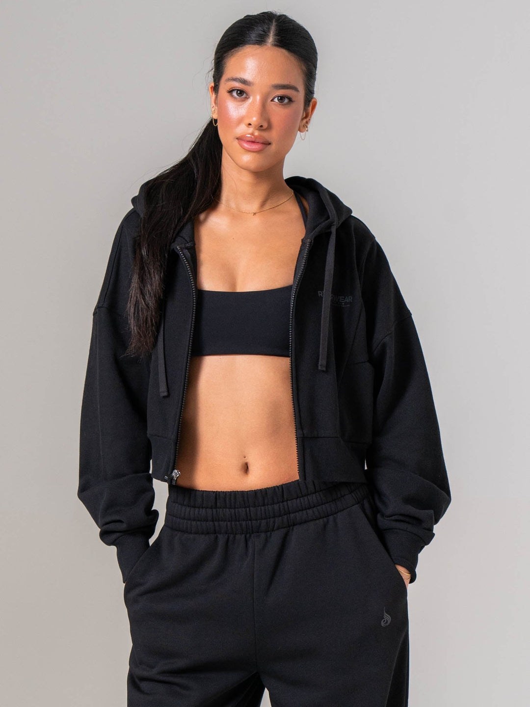 Womens Track Jacket - Black Clothing Ryderwear 