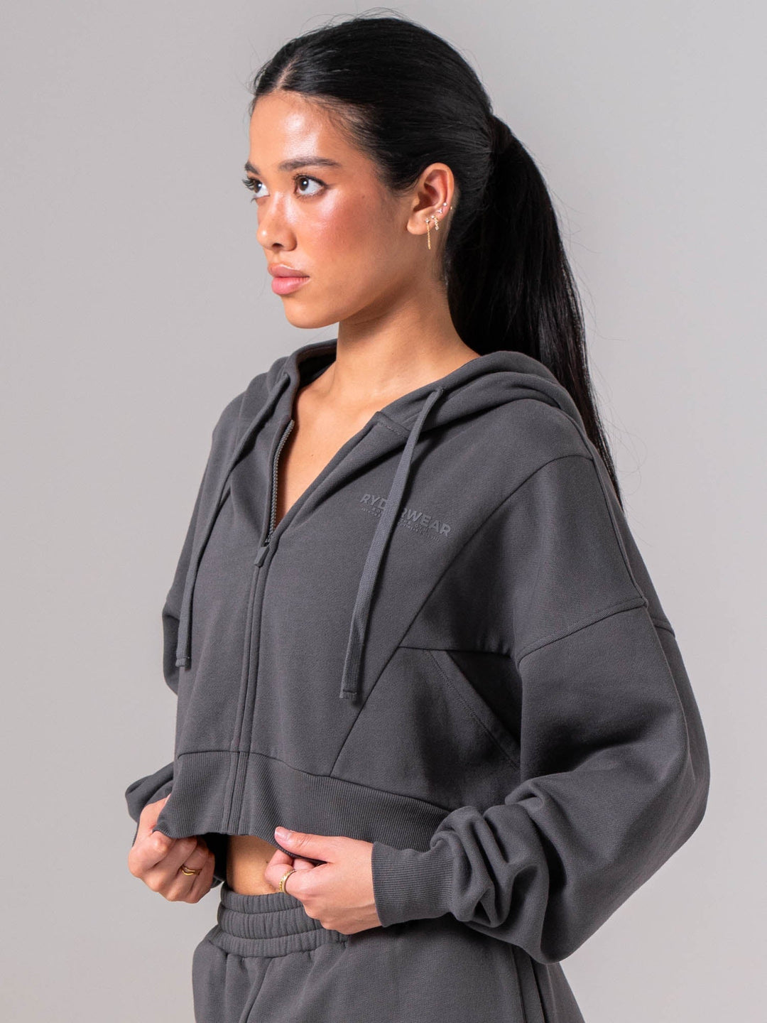 Womens Track Jacket - Charcoal Clothing Ryderwear 