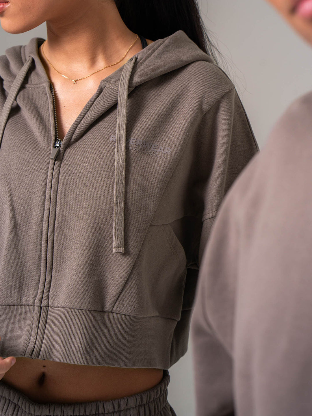 Womens Track Jacket - Deep Taupe Clothing Ryderwear 