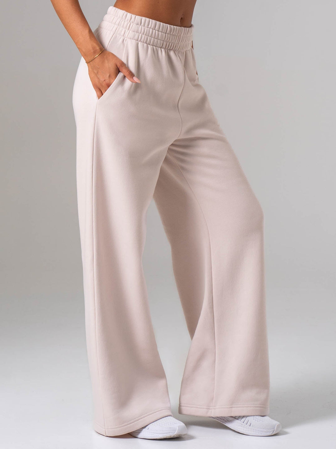 Womens Wide Leg Trackpant - Oatmeal Clothing Ryderwear 