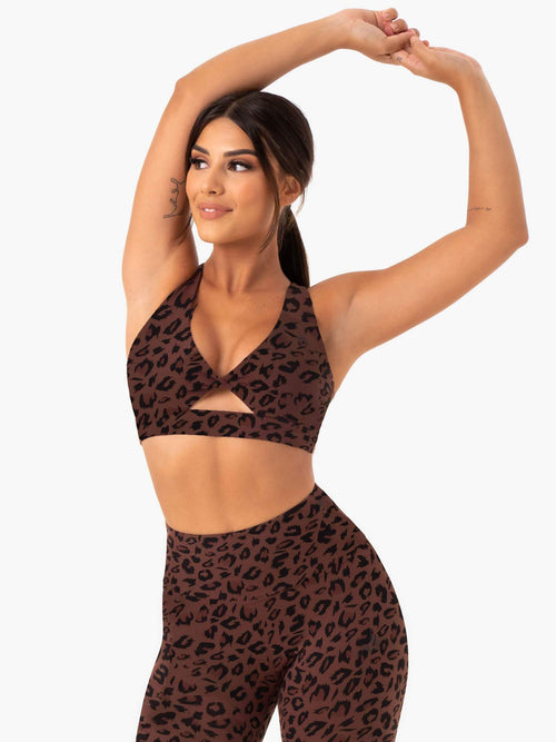 Adapt Twist Sports Bra Chocolate Leopard