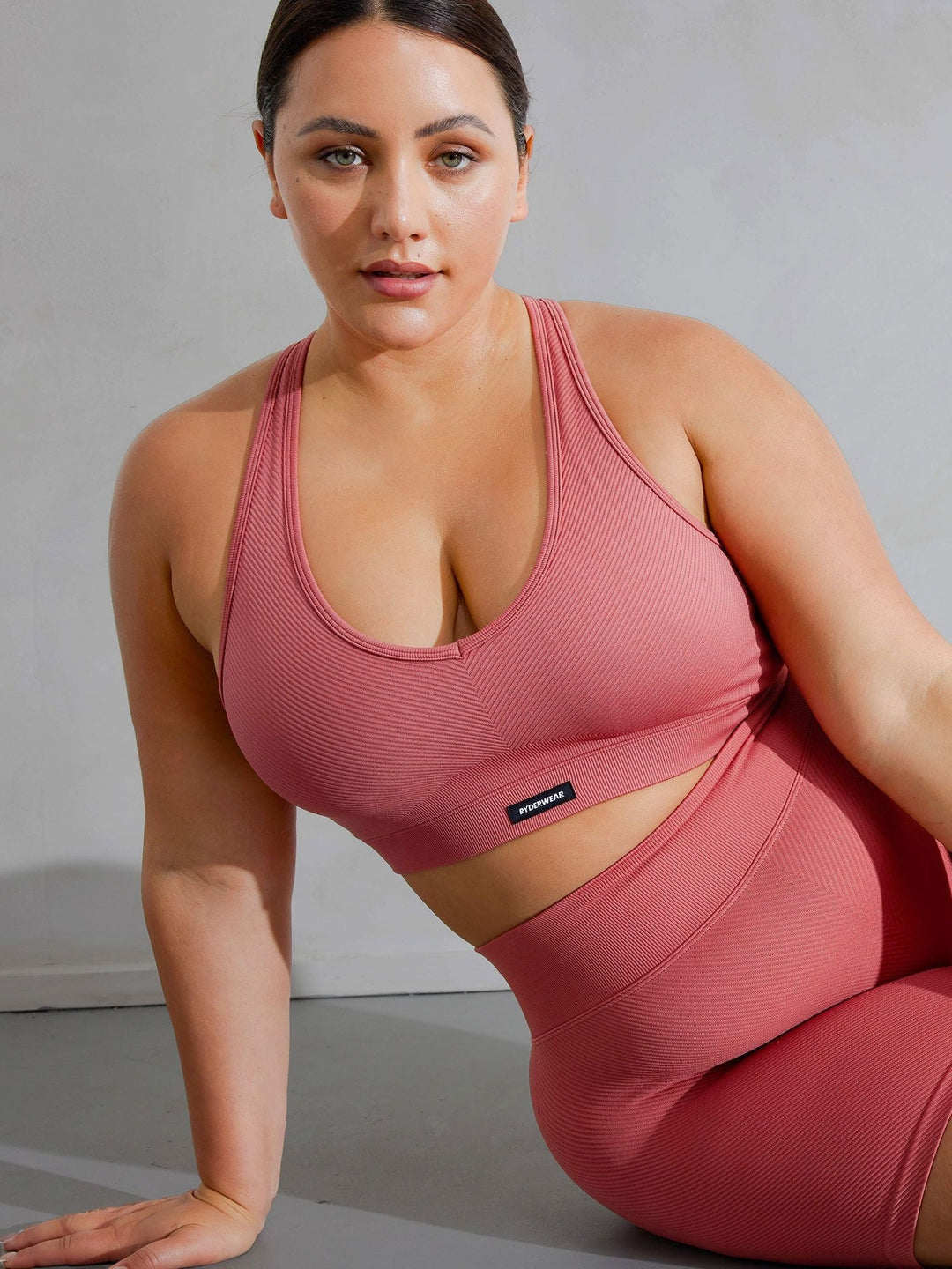 Circuit Rib Seamless Sports Bra - Dusty Red Clothing Ryderwear 