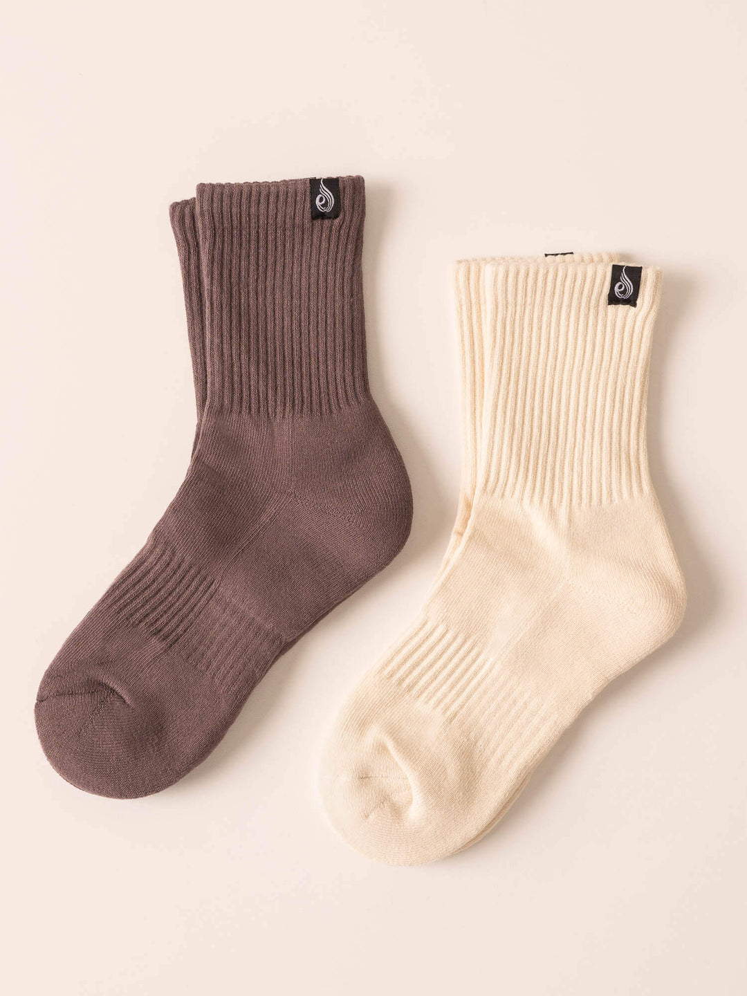 Crew Socks - Vanilla/Taupe Accessories Ryderwear 