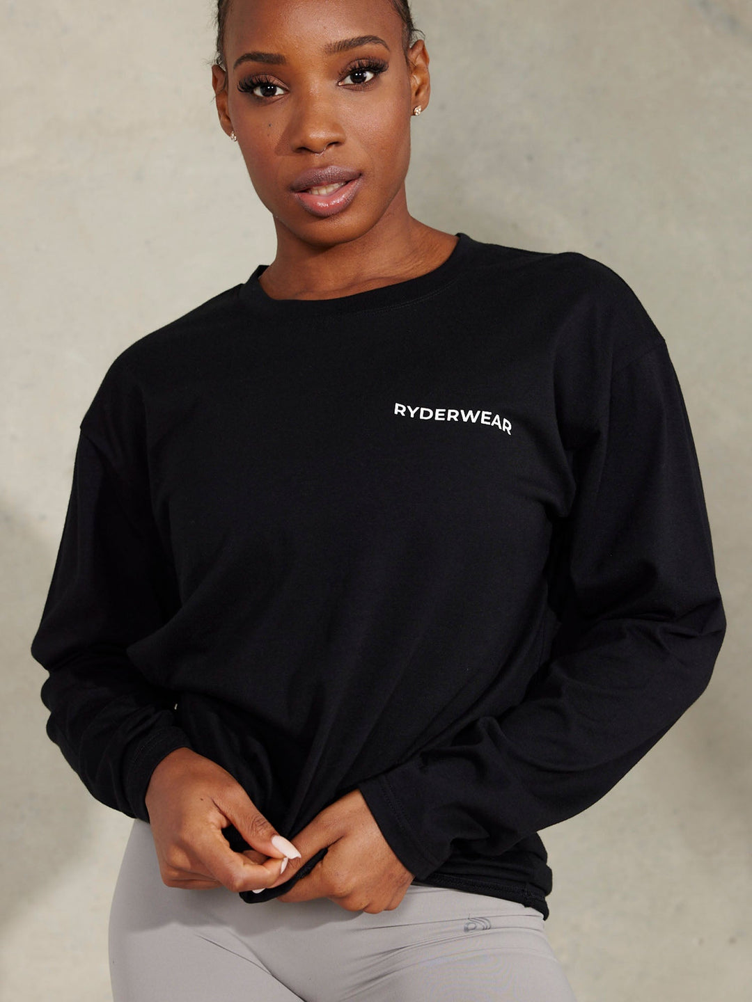 Embody Oversized Long Sleeve T-Shirt - Black Clothing Ryderwear 