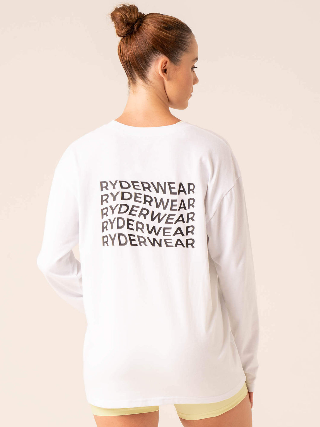 Embody Oversized Long Sleeve T-Shirt - White Clothing Ryderwear 