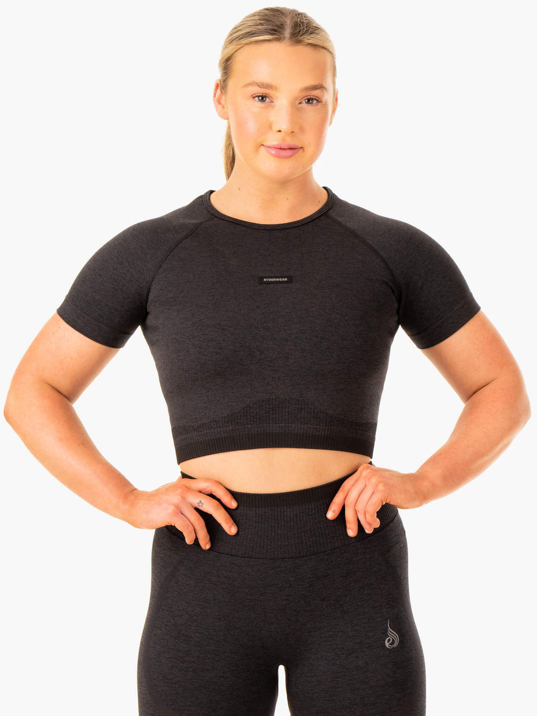 Excel Seamless T-Shirt - Black Marl Clothing Ryderwear 