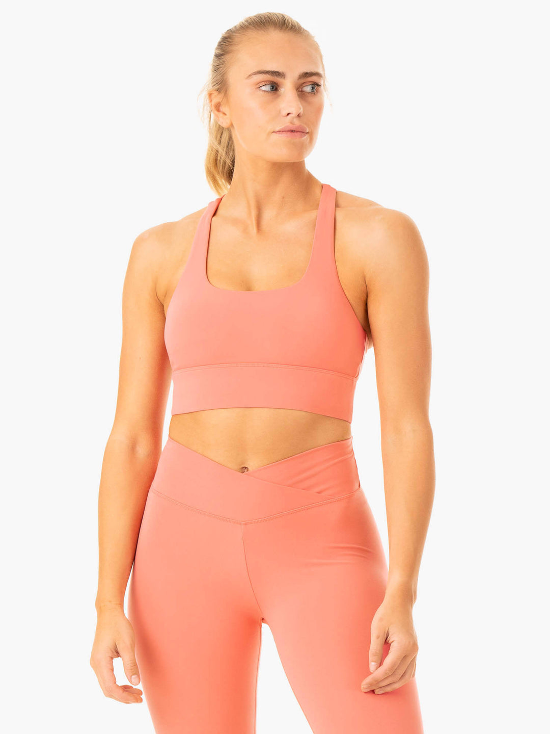 Flow Square Neck Sports Bra - Rose Pink Clothing Ryderwear 