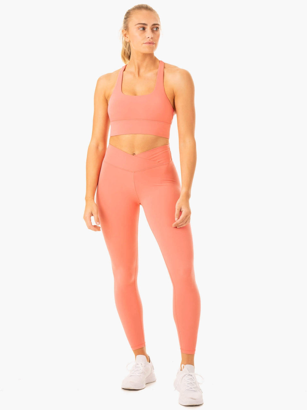 Flow Square Neck Sports Bra - Rose Pink Clothing Ryderwear 