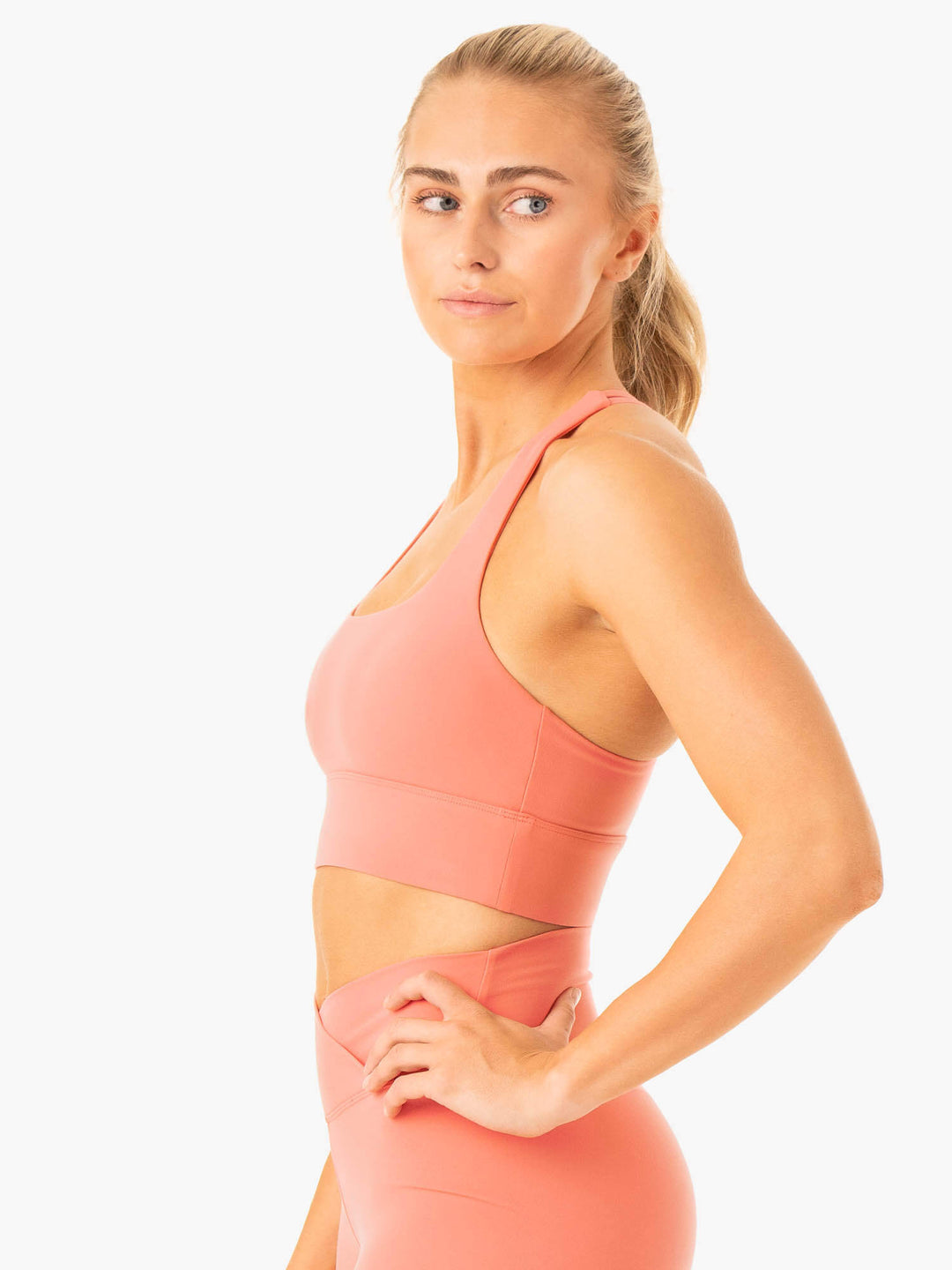 Flow Square Neck Sports Bra - Rose Pink Clothing Ryderwear 