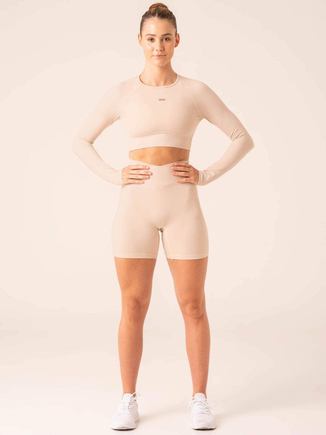 Focus Seamless Long Sleeve Top - Chalk Marl Clothing Ryderwear 